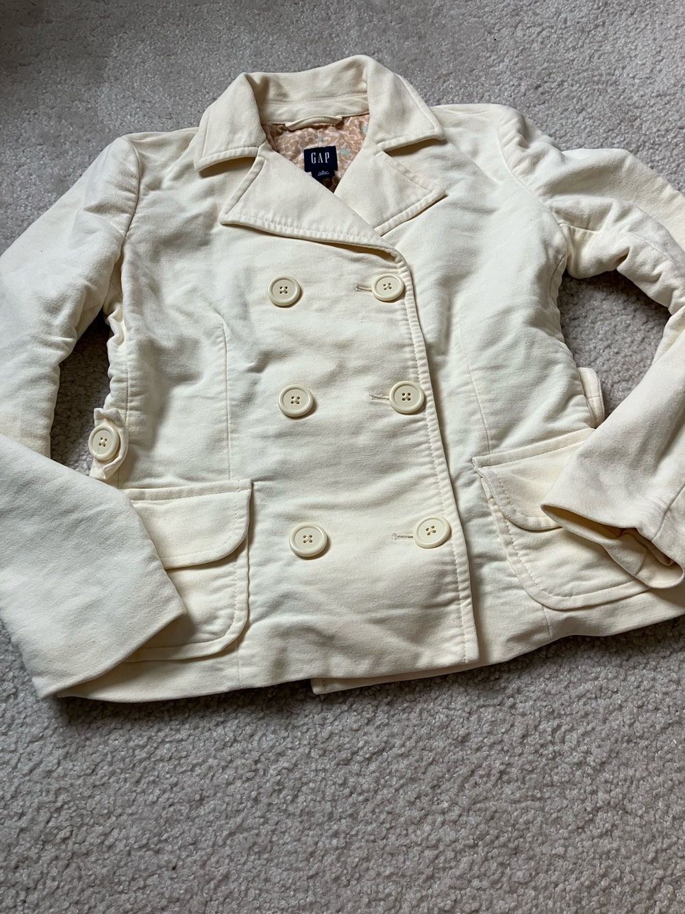 GAP Cream Double-Breasted Pea Coat